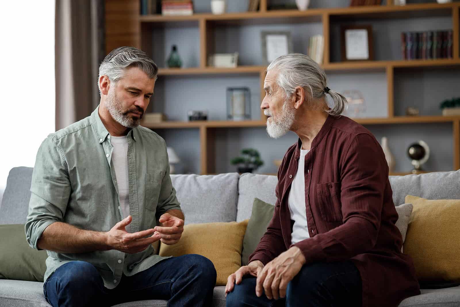 father and son talking